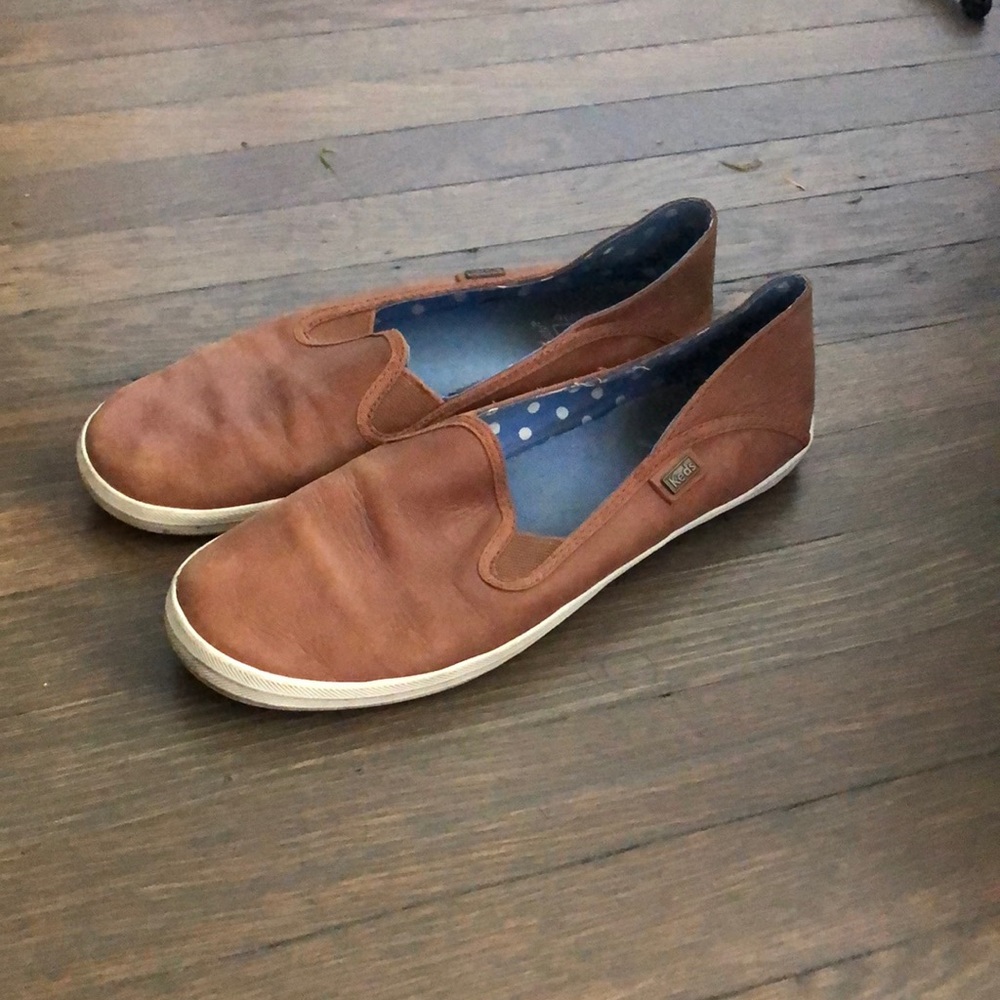 Leather slip on keds